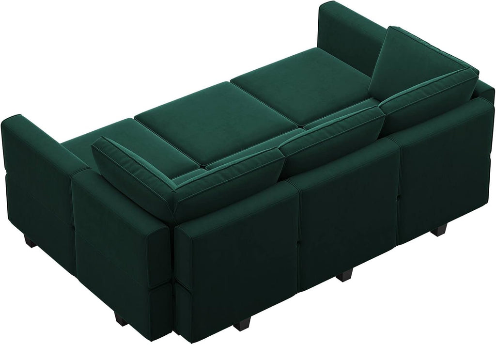 Belffin Reversible Modular Sectional Sofa with Ottomans Velvet Sleeper Chaise Bed Storage Seat Black