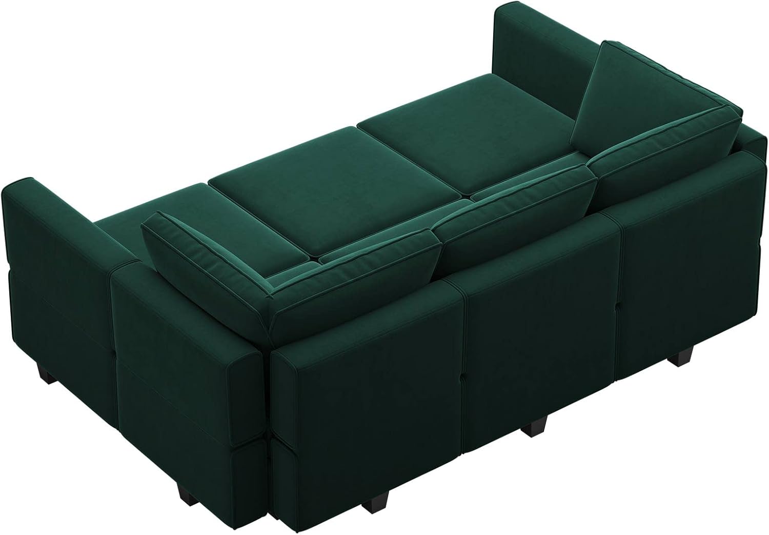 Belffin Reversible Modular Sectional Sofa with Ottomans Velvet Sleeper Chaise Bed Storage Seat Black