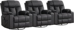 ANJ Swivel Rocker Recliner Chair Manual Fabric Small Space