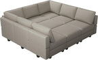 Belffin Reversible Modular Sectional Sofa with Ottomans Velvet Sleeper Chaise Bed Storage Seat Black