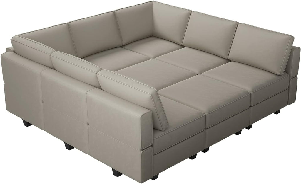 Belffin Velvet Modular Sectional Sofa with Ottoman Sleeper Bed Storage