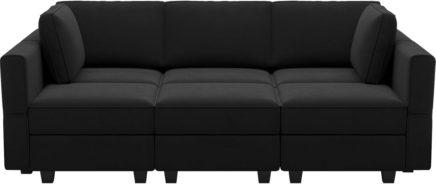 Belffin Velvet Modular Sectional Sofa with Ottoman Sleeper Bed Storage
