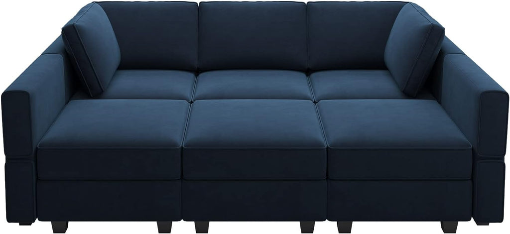 Belffin Velvet Modular Sectional Sofa with Ottoman Sleeper Bed Storage