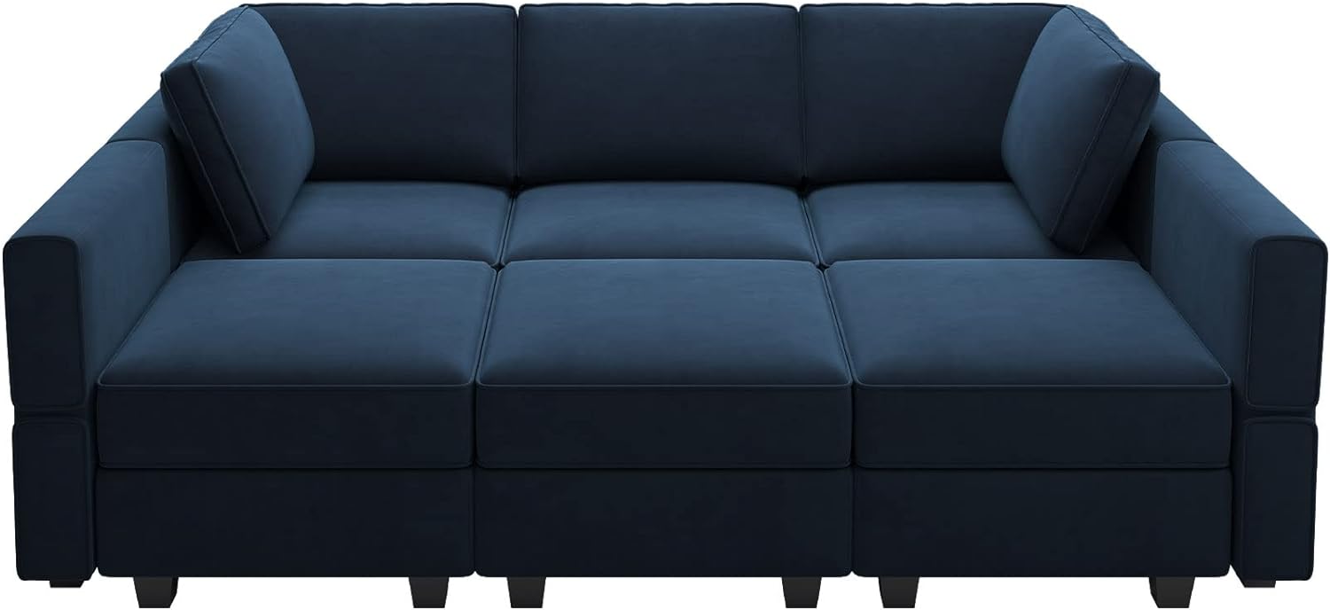 Belffin Velvet Modular Sectional Sofa with Ottoman Sleeper Bed Storage