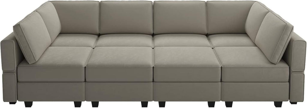 Belffin Velvet Modular Sectional Sofa with Ottoman Sleeper Bed Storage