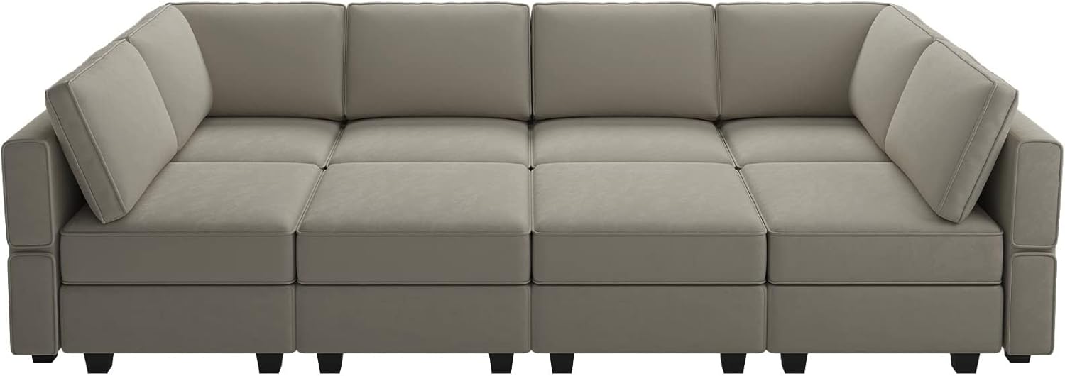 Belffin Velvet Modular Sectional Sofa with Ottoman Sleeper Bed Storage