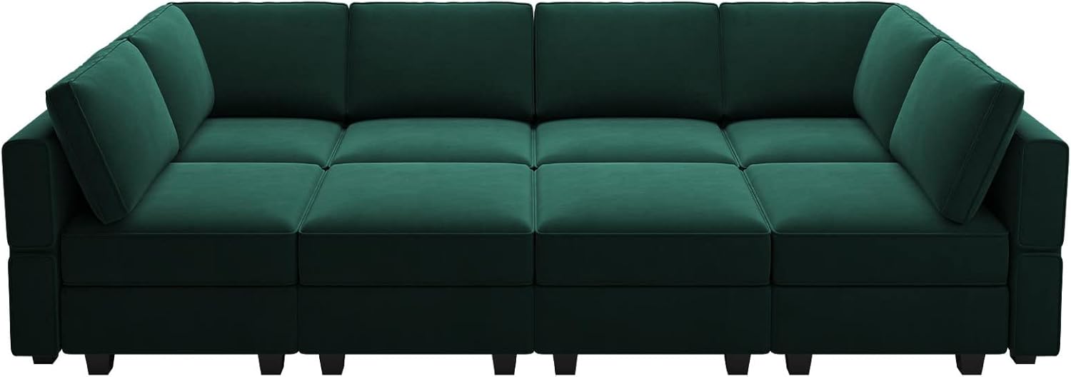 Belffin Velvet Modular Sectional Sofa with Ottoman Sleeper Bed Storage
