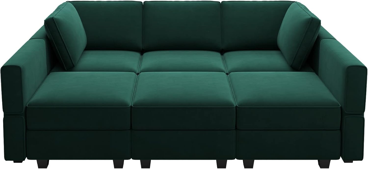 Belffin Velvet Modular Sectional Sofa with Ottoman Sleeper Bed Storage
