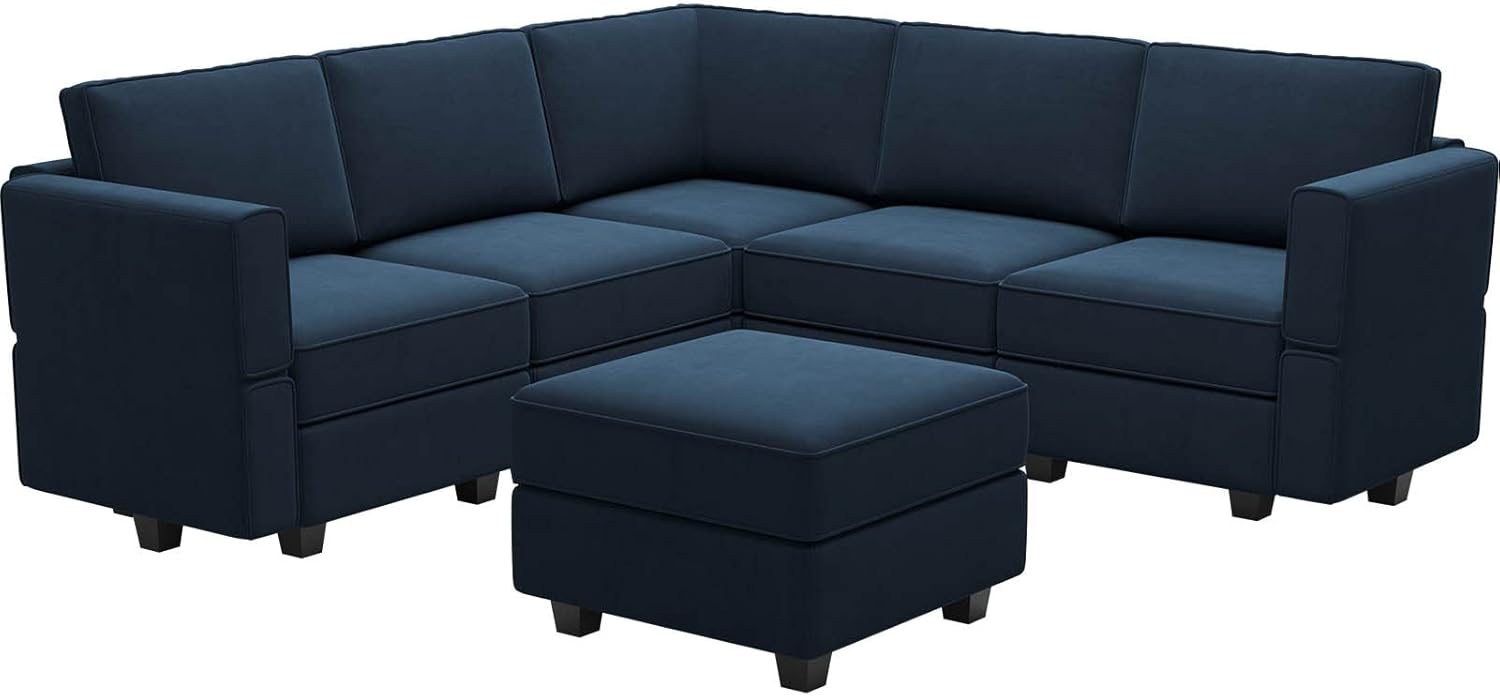 Belffin Velvet Modular Sectional Sofa with Ottoman Sleeper Bed Storage