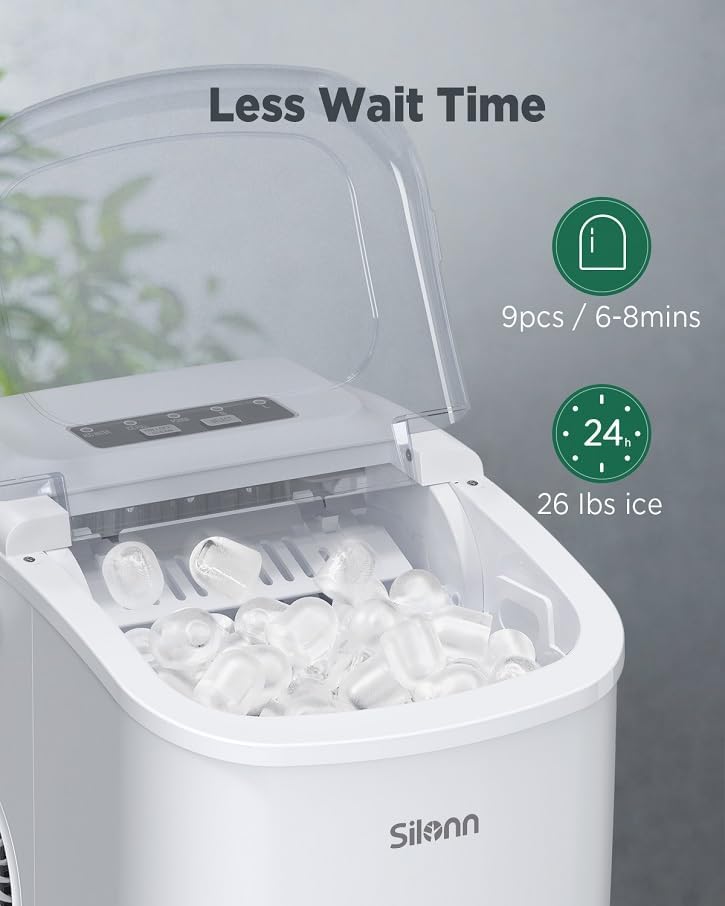 Silonn Nugget Ice Maker Countertop 33lbs Daily Soft Chewable Ice Machine