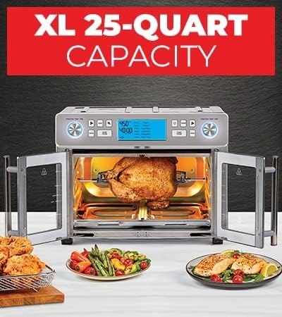 Emeril Lagasse Dual Zone 360 Air Fryer Oven 25 QT Extra Large French Door Cook Two Foods