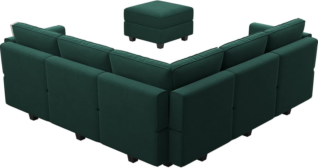 Belffin Velvet Modular Sectional Sofa with Ottoman Sleeper Bed Storage