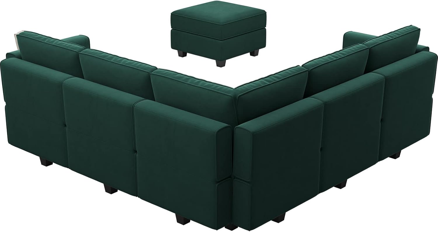 Belffin Velvet Modular Sectional Sofa with Ottoman Sleeper Bed Storage