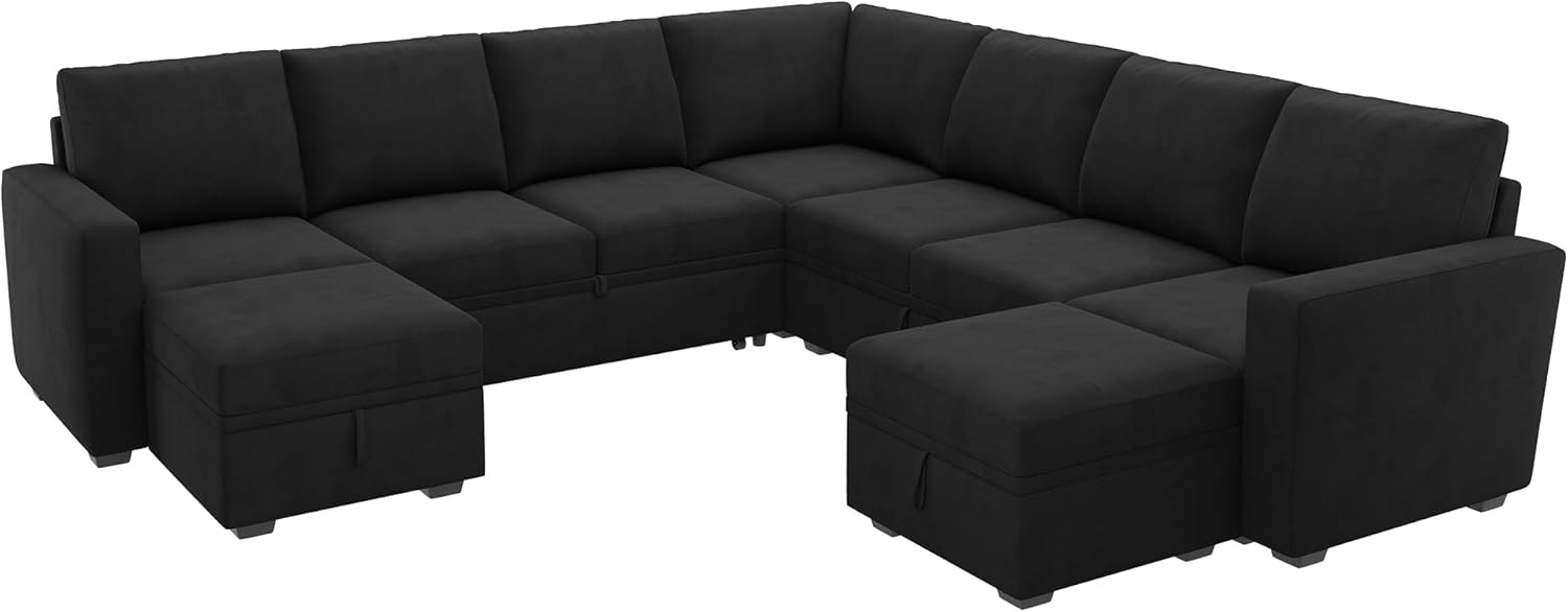 HONBAY Modular Sectional Sleeper Sofa L Shaped Couch with Pull Out Bed