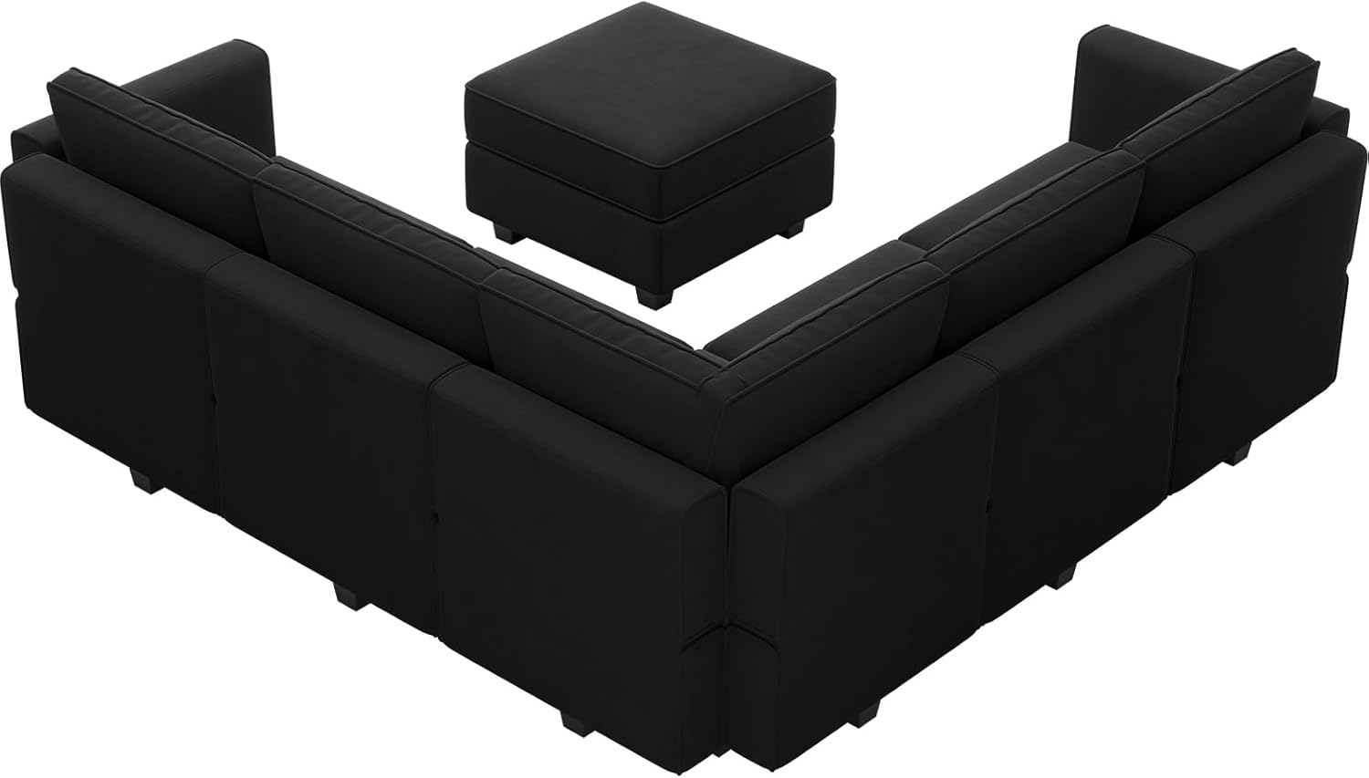 Belffin Reversible Modular Sectional Sofa with Ottomans Velvet Sleeper Chaise Bed Storage Seat Black