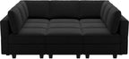 Belffin Velvet Modular Sectional Sofa with Ottoman Sleeper Bed Storage