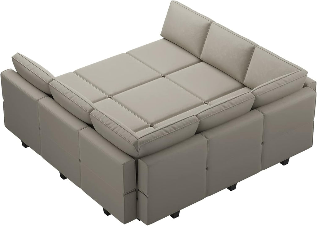 Belffin Velvet Modular Sectional Sofa with Ottoman Sleeper Bed Storage