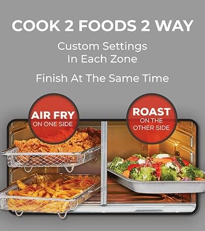 Emeril Lagasse Dual Zone 360 Air Fryer Oven 25 QT Extra Large French Door Cook Two Foods
