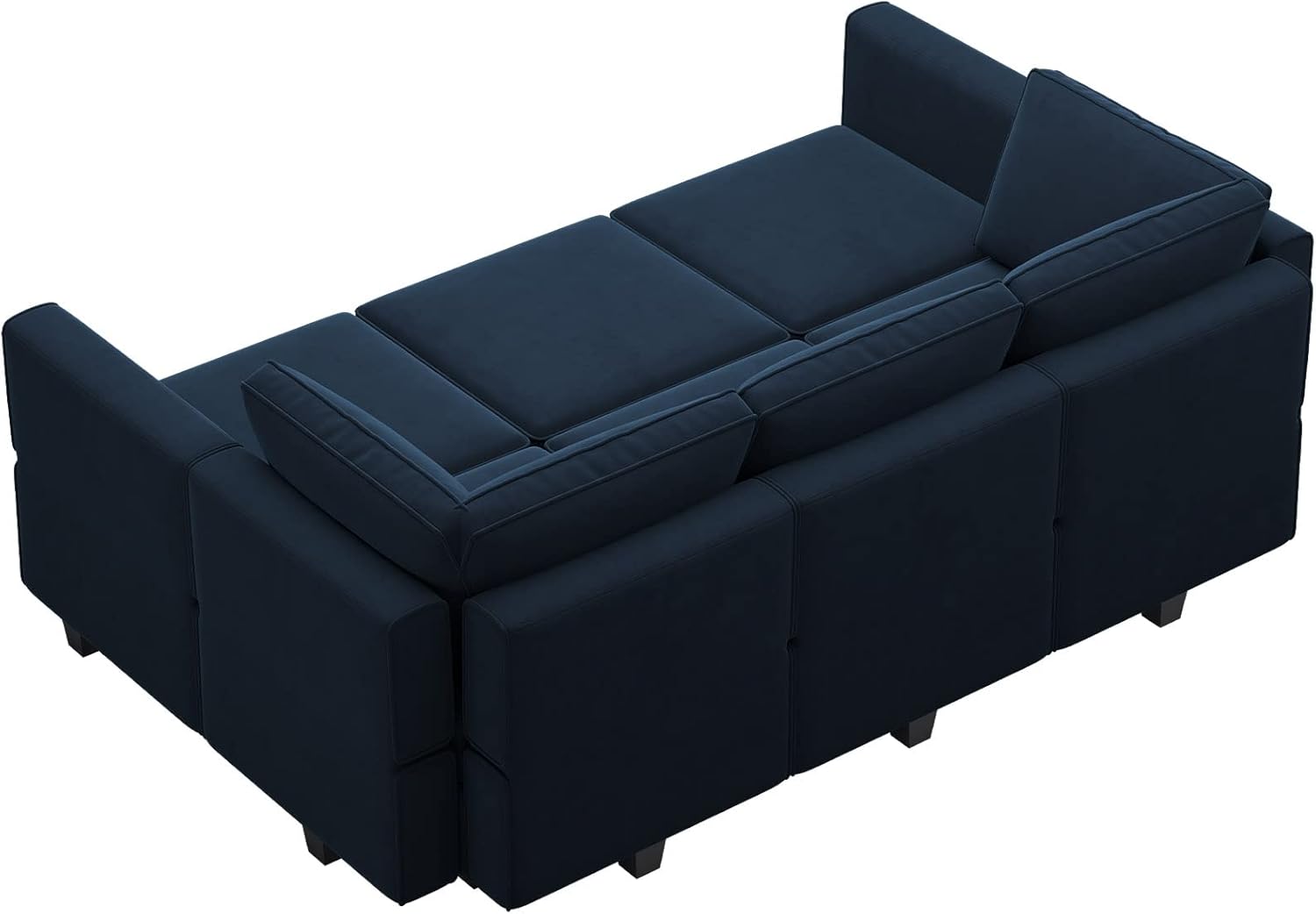 Belffin Reversible Modular Sectional Sofa with Ottomans Velvet Sleeper Chaise Bed Storage Seat Black