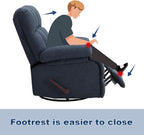 Eiayeebil Oversized Swivel Rocker Recliner Chair Extra Wide Manual Recliner