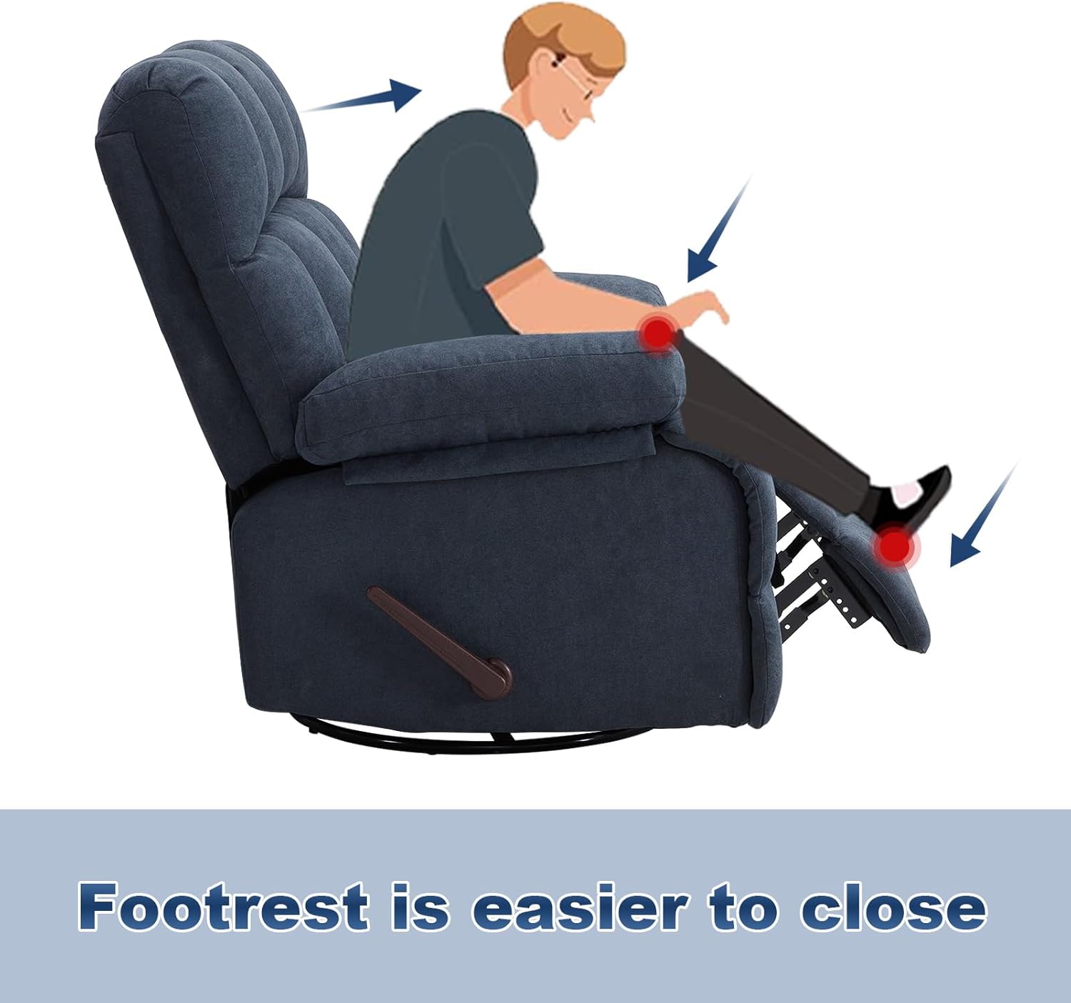 Eiayeebil Oversized Swivel Rocker Recliner Chair Extra Wide Manual Recliner