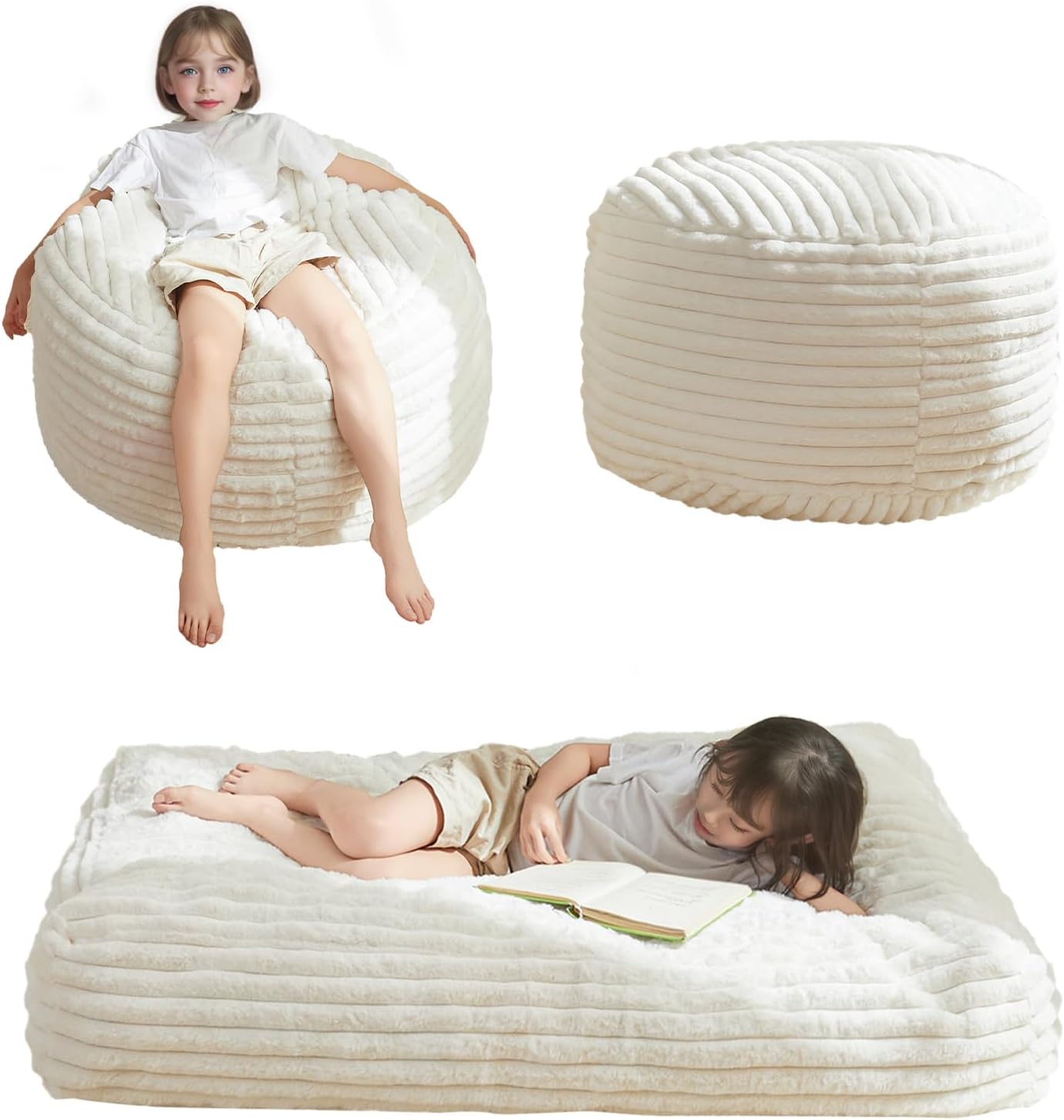 MAXYOYO Convertible Bean Bag Chair Bed for Kids with Foam Filling
