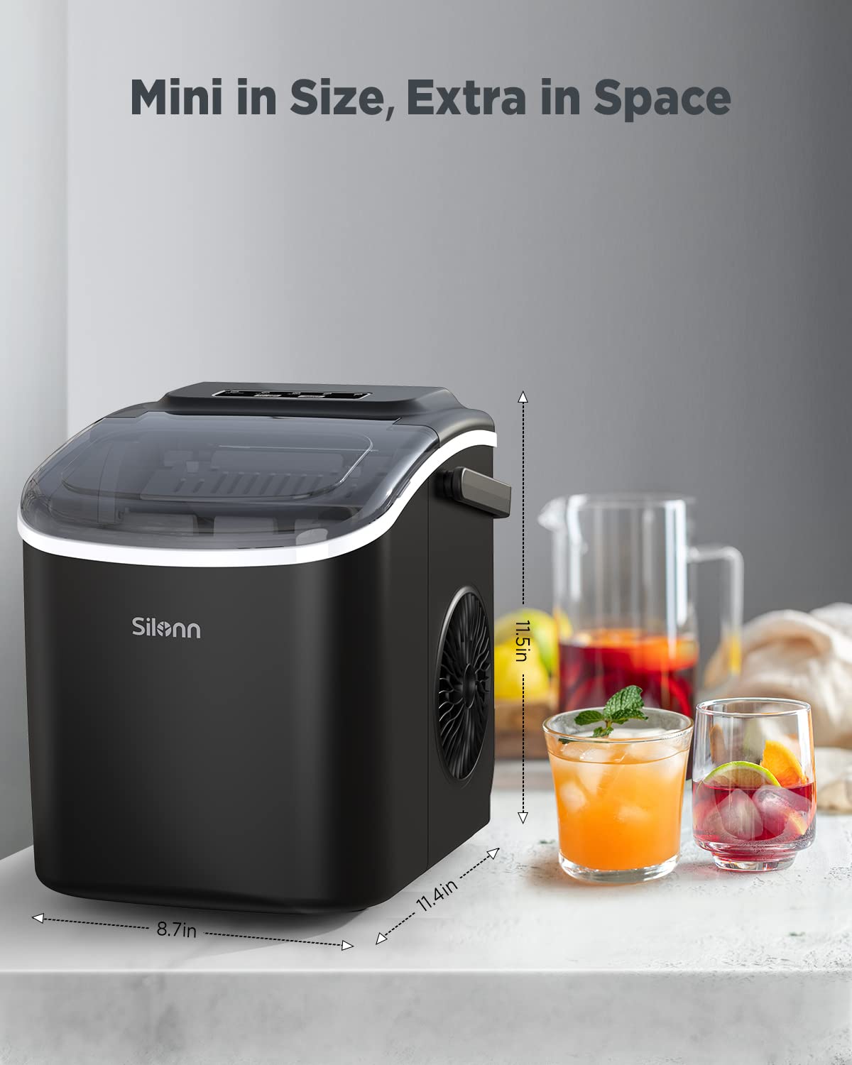 Silonn Nugget Ice Maker Countertop 44lbs Daily Stainless Steel Ice Machine