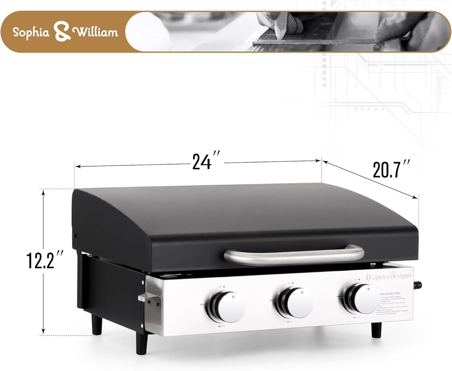 Sophia & William Charcoal and Gas Grill Combo with Side Burner Dual Fuel BBQ Grill