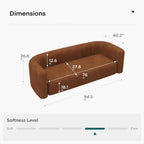Acanva Luxury Velvet Sofa 3 Seater Modern Curved Back Couch for Living Room