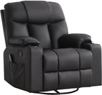 ANJ Swivel Rocker Recliner Chair Manual Fabric Small Space