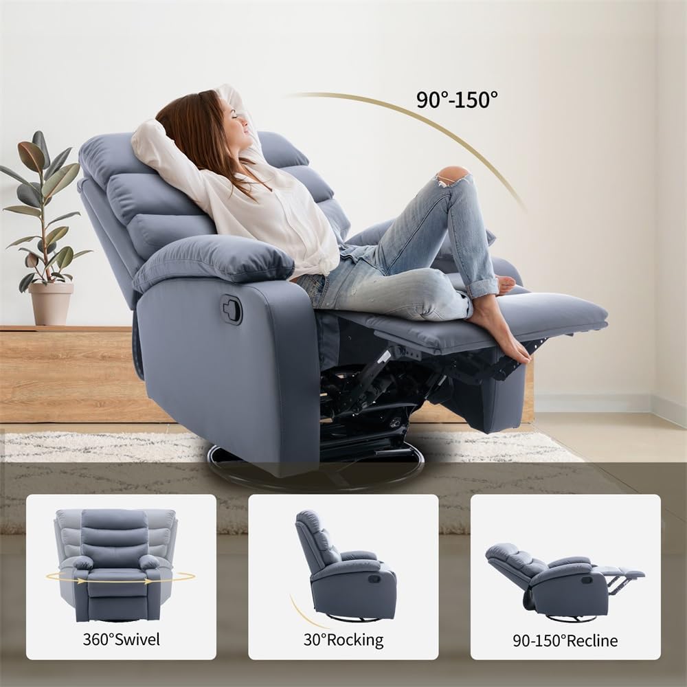 GNMLP2020 Swivel Rocker Recliner Chair Manual Small Space Nursery Living Room