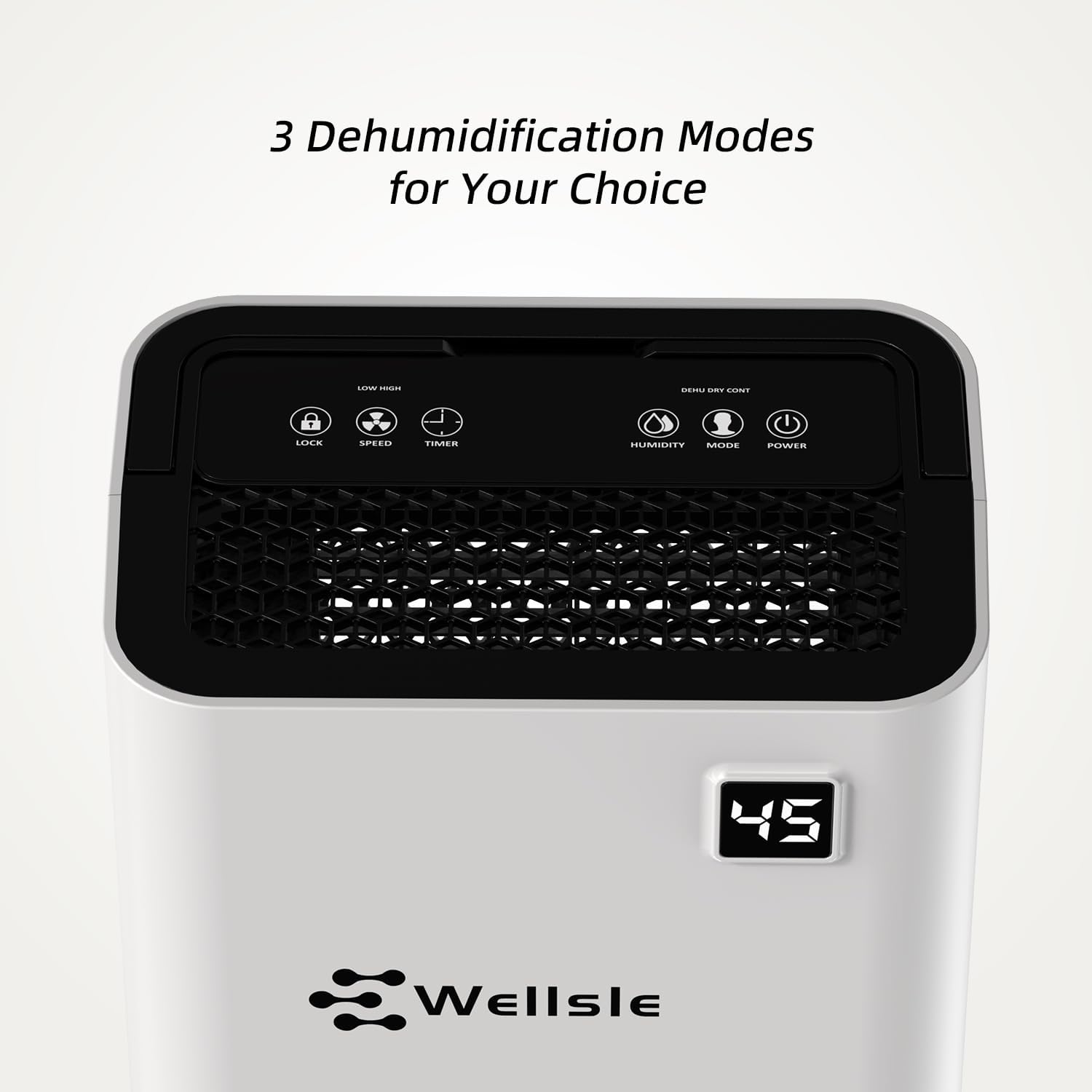 Wellsle 50 Pint Dehumidifier for Home Basement Bedroom Quiet Smart Auto Drain Hose