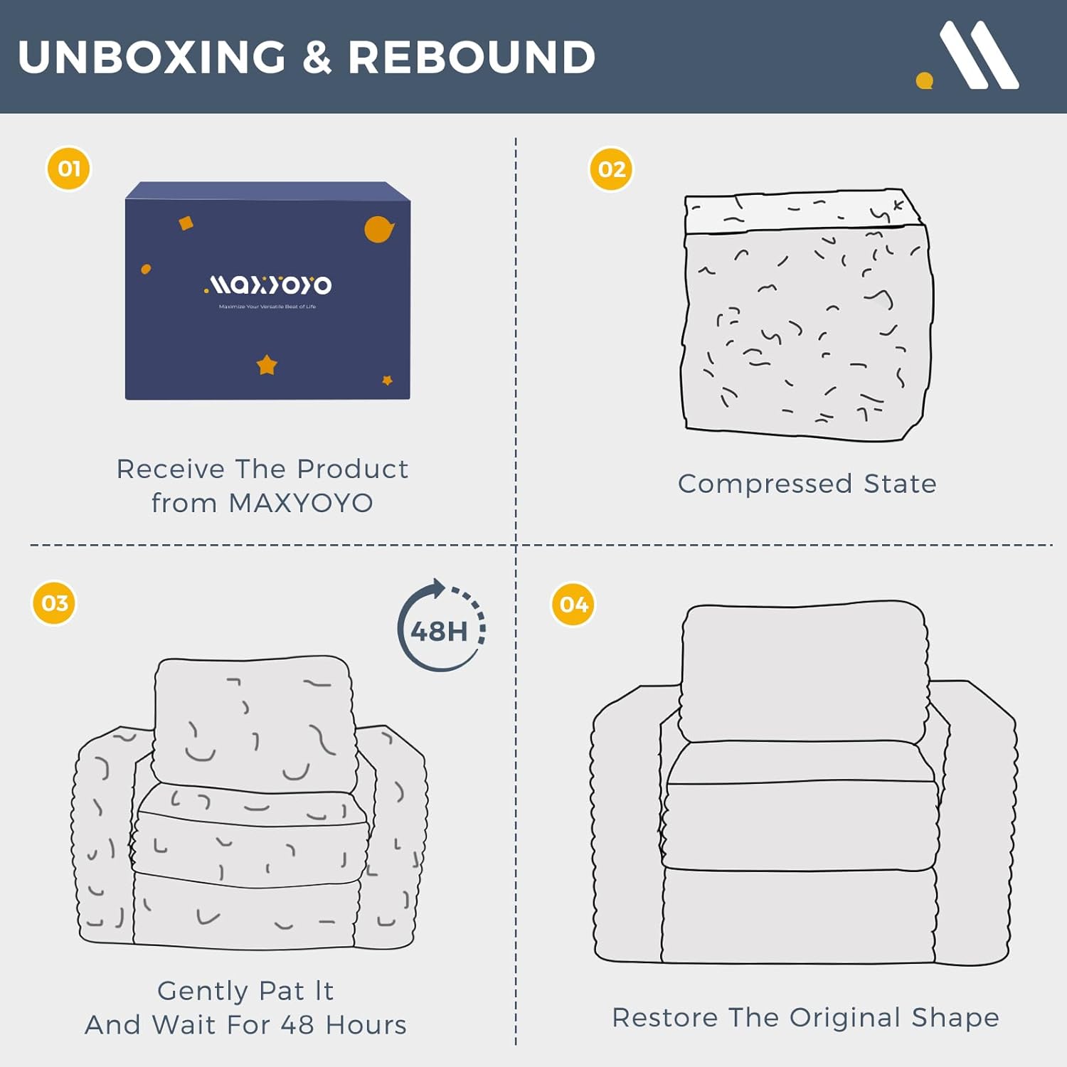 MAXYOYO Giant Bean Bag Chair for Adults with Pillows and Armrests