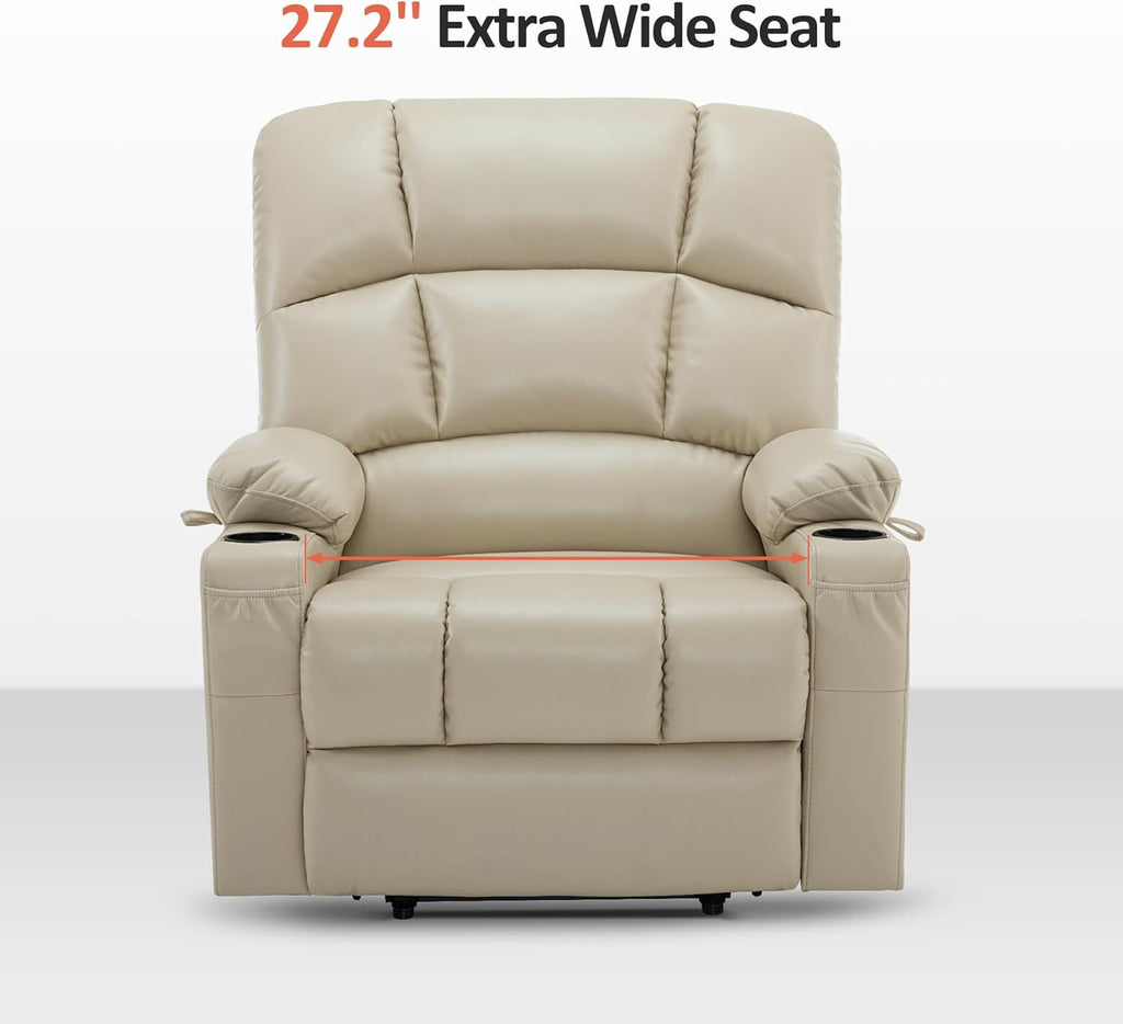 MCombo Large Power Lift Recliner Chair with Dual Motor Massage Heat Faux Leather