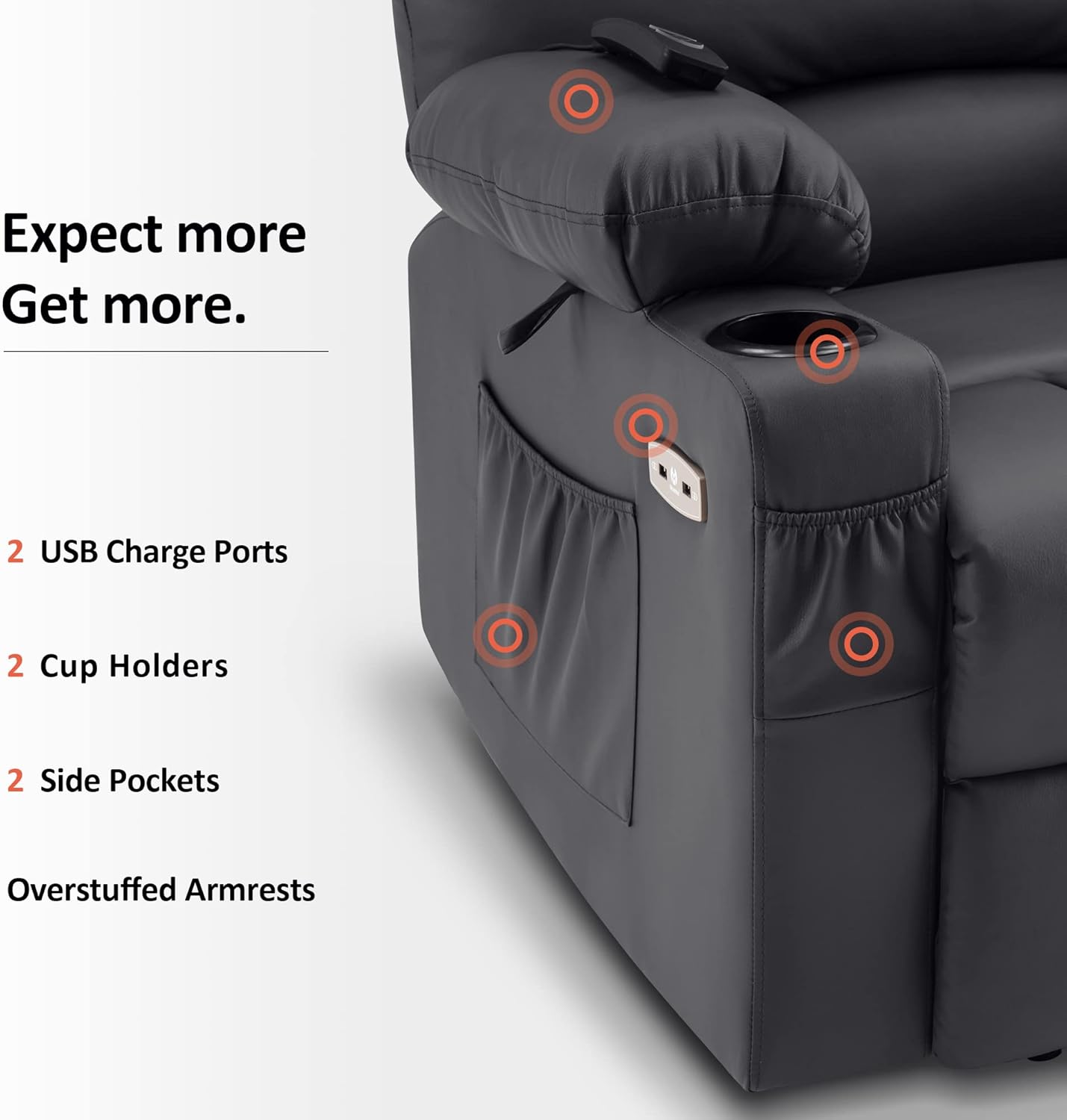 MCombo Power Lift Recliner Chair for Elderly with Heat Massage USB Cup Holders