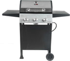 Cuisinart 4 Burner Propane Gas Grill Portable BBQ with Lid Wheels Side Shelves