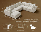ohllob 110" Cloud Sectional Sofa L Shape Modular Couch with Ottoman 3 Seater