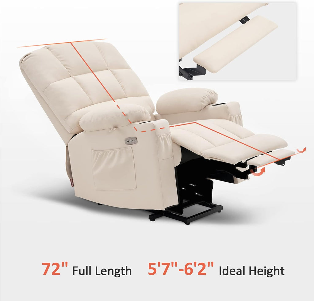 MCombo Large Power Lift Recliner Chair with Dual Motor Massage Heat Faux Leather