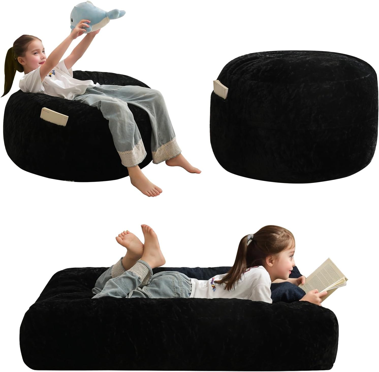 MAXYOYO Convertible Bean Bag Chair Bed for Kids with Foam Filling