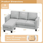 VICTONE Convertible L Shaped Sectional Sofa Couch 3 Seat with Ottoman