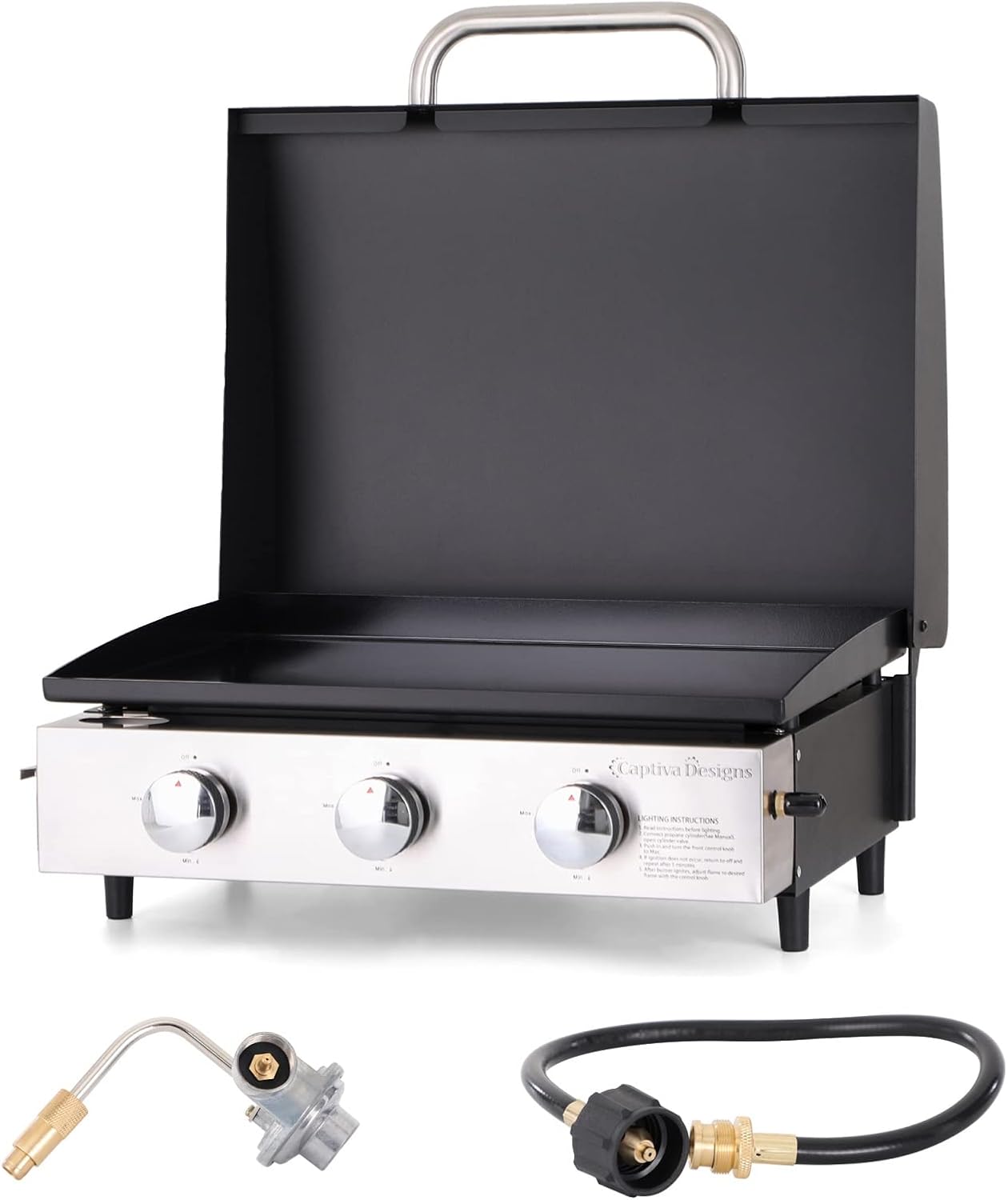 Sophia & William Charcoal and Gas Grill Combo with Side Burner Dual Fuel BBQ Grill