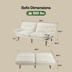 Marsail Futon Sofa Bed Convertible Corduroy Loveseat with Adjustable Backrest