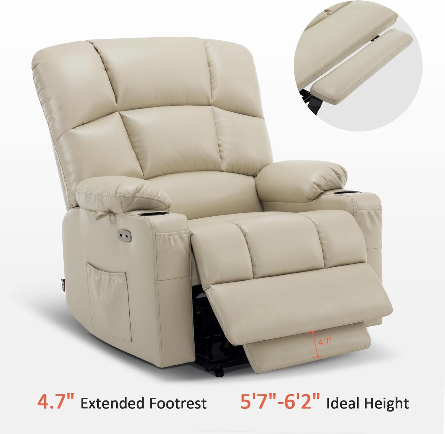 MCombo Large Power Lift Recliner Chair with Dual Motor Massage Heat Faux Leather
