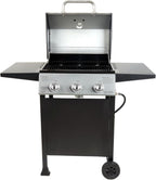 Cuisinart 4 Burner Propane Gas Grill Portable BBQ with Lid Wheels Side Shelves