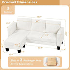 VICTONE Convertible L Shaped Sectional Sofa Couch 3 Seat with Ottoman