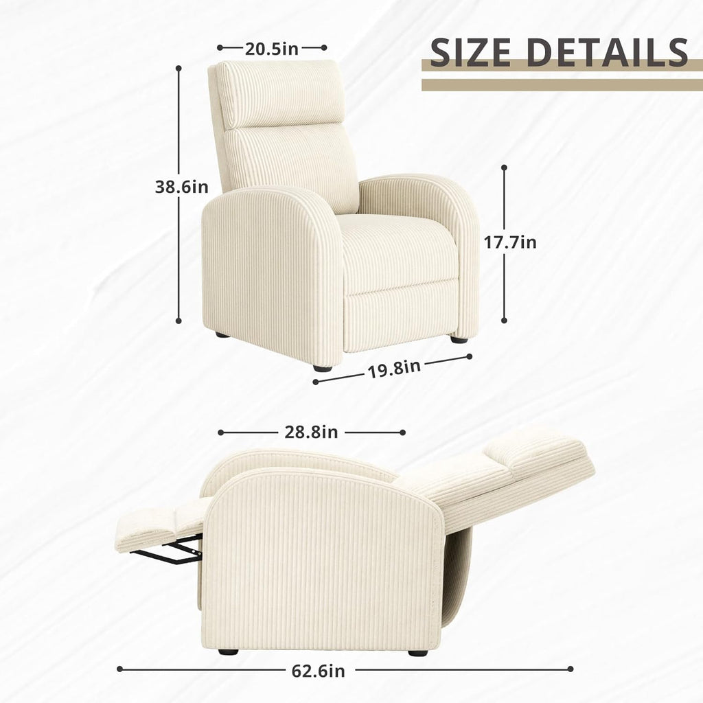 JUMMICO Adjustable Recliner Chair Thick Cushion Home Theater Sofa Living Room