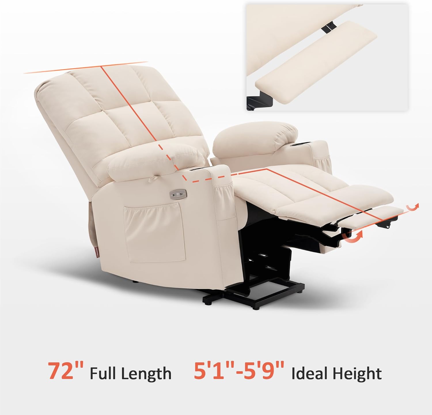 MCombo Large Power Lift Recliner Chair with Dual Motor Massage Heat Faux Leather