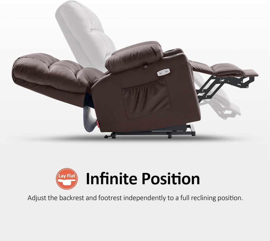 MCombo Large Power Lift Recliner Chair with Dual Motor Massage Heat Faux Leather