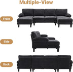 VINGLI 110 Sectional Couch U Shaped Sofa Set with Double Chaise Chenille Fabric