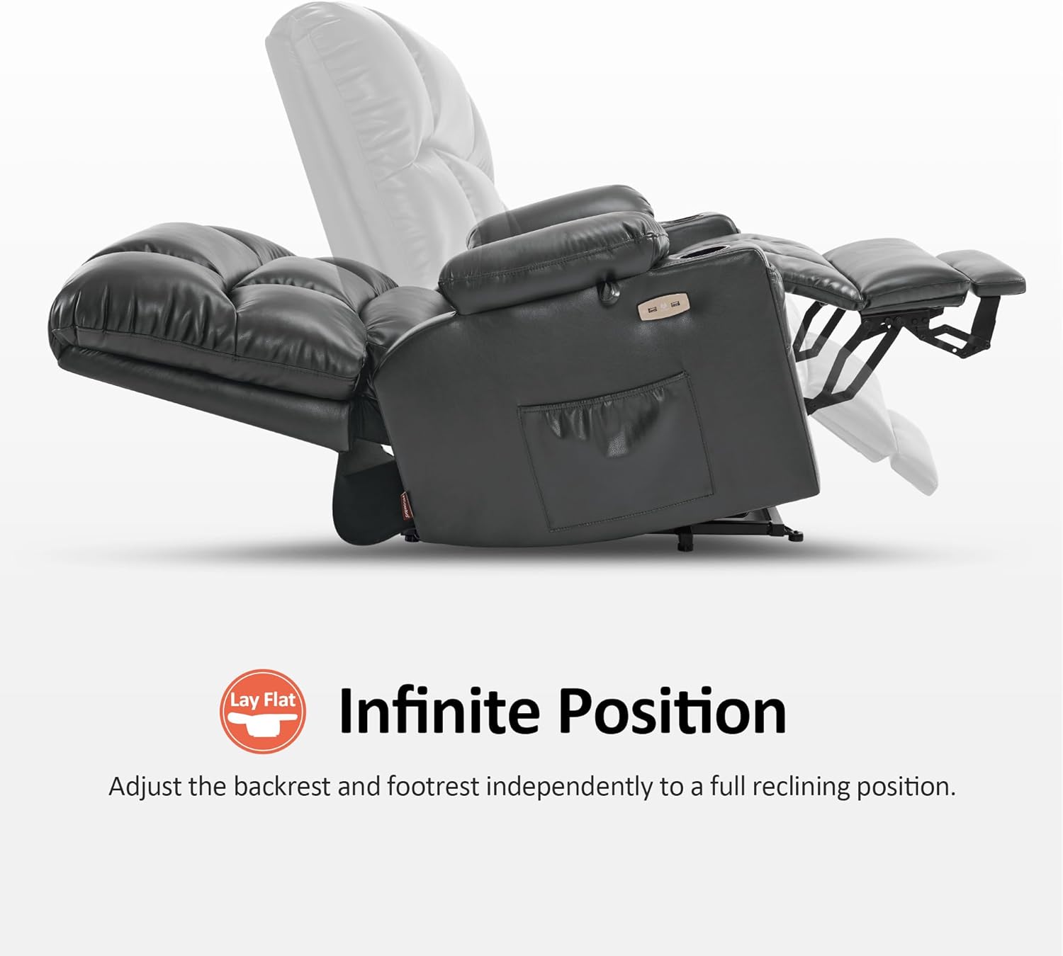 MCombo Large Power Lift Recliner Chair with Dual Motor Massage Heat Faux Leather